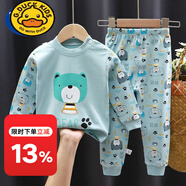 G.DUCKKIDS兒童內(nèi)衣套裝純棉男童女童秋衣秋褲嬰兒寶寶睡衣0-7歲衣服春秋裝 綠色熊頭-純棉套裝63 90 建議身高78-85cm