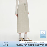 范思藍(lán)恩半拉領(lǐng)廓形落肩加絨加厚重磅衛(wèi)衣女冬季2024新款14491 燕麥灰半身裙 XS