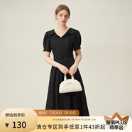 范思藍(lán)恩翻領(lǐng)連衣裙早春新款職場(chǎng)正式場(chǎng)合面試高腰裙子24FS12036 黑色 S