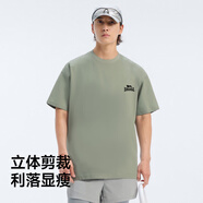 龍獅戴爾印花LOGO圓領(lǐng)休閑短袖男女 軍綠  M 