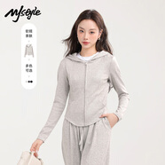 MJ STYLE仿羊絨連帽修身開衫外套女2025秋季新款短款收腰顯瘦氣質(zhì)百搭上衣