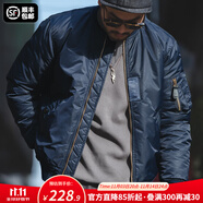 馬登工裝美式復(fù)古MA1飛行員棉服夾克男秋冬加厚棉襖棒球服上衣外套 寶藍(lán)色 M