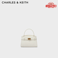 CHARLES&KEITH金屬扣帶凱莉包婚包手提單肩包包女包生日禮物CK2-50270880 Cream奶白色 S