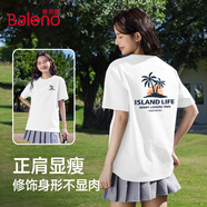 班尼路（Baleno）純棉短袖T恤女2025年夏季新款海邊度假半袖寬松舒適透氣百搭上衣