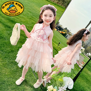 G.duck女童夏季印花背心裙兒童裝薄款洋氣裙子無(wú)袖寶寶夏天女孩連衣裙潮 粉色國風(fēng)背心蛋糕裙 110 cm