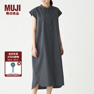 無(wú)印良品 MUJI 女式 棉混彈力 法國袖連衣裙 BCL14A0S 炭灰色 L
