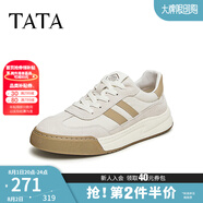 他她（TATA）男士阿甘男鞋復(fù)古德訓(xùn)鞋男運(yùn)動(dòng)休閑鞋厚底板鞋小白鞋PCB01AM3 QDR01AM4米/灰/杏 43