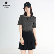 阿瑪施（AMASS）女裝新款裙子短裙高腰時(shí)尚簡(jiǎn)約氣質(zhì)招牌面料百搭百褶褲裙5200471 黑色 M 3