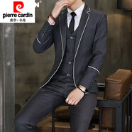 皮爾卡丹（pierre cardin）休閑西裝男套裝學(xué)生裝高中畢業(yè)禮服男英倫風(fēng)中學(xué)生班服韓國(guó)小西裝 1812灰色【西服+西*褲】?jī)杉?* M 體重90-105斤