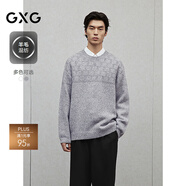 GXG男裝 提花平紋拼接毛衣寬松通勤線(xiàn)衫保暖針織衫 2024冬季 灰色 L