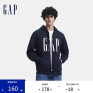 GAP男女裝秋季款印花字母logo抓絨連帽衛(wèi)衣休閑外套660128