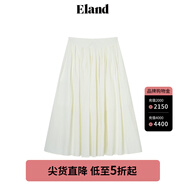 ELAND衣戀半身裙女甜美芭蕾風(fēng)松緊高腰純棉百褶長裙2024夏季新品 象牙白/白色(39)Ivory L 170