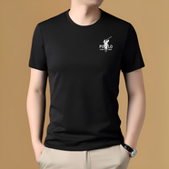 皮爾卡丹（pierre cardin）國際品牌男裝夏季新款男士100%純.棉圓領(lǐng)t恤刺繡純色半袖體恤上衣 黑色【100%棉】 L (170) 建議115-135斤