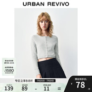 UR秋季新款女裝曠野美拉德百搭修身針織開衫UWB940014 粉灰 M