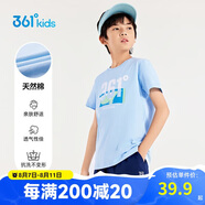 361°童裝 兒童短袖2025夏季男女童6-14歲印花短T恤 藍160