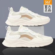 361°運動(dòng)鞋女鞋2025夏季透氣網(wǎng)面輕便跑步鞋女子緩震耐磨輕彈休閑跑鞋 羽毛白/香檳金 35