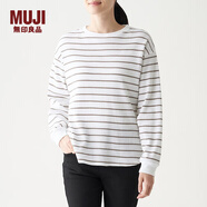 無(wú)印良品 MUJI 女式 迷你華夫格編織 帶羅紋長(zhǎng)袖T恤 BBC05A0S 卡其米色X橫條 S