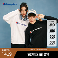 Champion【王俊凱同款】冠軍衛(wèi)衣男春秋基礎款棉質(zhì)美式情侶連帽套頭衫上衣 白色 L