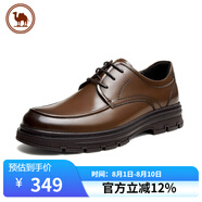駱駝牌男士皮鞋亮面牛皮舒適軟底系帶百搭商務(wù)婚鞋 P13A005031 棕色 39