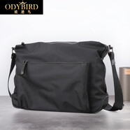 歐迪鳥(niǎo)（ODYBIRD）尼龍單肩包男休閑斜挎包防水牛津布包大容量潮流大容量男士背包 黑 色 32*8*25cm