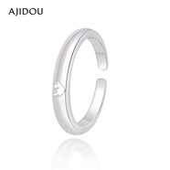 AJIDOU阿吉豆戒指女款時(shí)尚合金愛(ài)心開(kāi)口戒 銀色 1.7cm