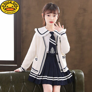 G.DUCKKIDS女童連衣裙學(xué)院風(fēng)春秋款洋氣小學(xué)生衣服女孩水手服兒童套裝裙子春 開衫+襯衣+裙子 領(lǐng)帶 140 cm