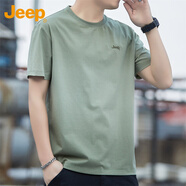 吉普（JEEP）美國正品Jeep高端莫代爾短袖t恤男士夏季圓領(lǐng)運動體恤衫休閑上衣 216淺綠色 【商場同款】 L 推薦120-140斤
