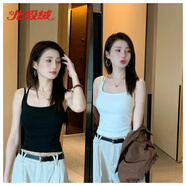 北極絨美背交叉吊帶文胸一體墊背心女新款外穿帶胸墊內(nèi)搭顯瘦小胸上衣夏 交叉款-黑色+白色【新款背帶】 M (建議60-90斤)