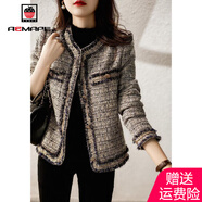 AEMAPE法式小香風(fēng)粗花呢短款外套女2025春秋季新款短外套女裝氣質(zhì)上衣 圖片色 M