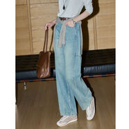 庫恩瑪維（KUHNMARVIN）美式復古彎刀牛仔褲女2025年秋新款顯高顯瘦闊腿休閑褲子K37899 藍色 M