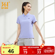 361度運動翻領(lǐng)t恤2025年春夏季新款休閑透氣短袖情侶POLO衫 【女款】淡薄紫 XS
