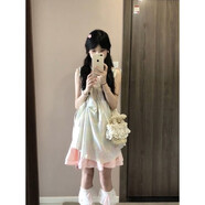 AFTER MONDAY日系甜美顯瘦糖果色吊帶連衣裙女學(xué)生夏季A字中裙 吊帶連衣裙 L