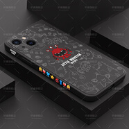 軒睿 蘋(píng)果13手機殼鏡頭全包防摔創(chuàng  )意卡通新iPhone13pro保護套max液態(tài)硅膠軟外殼 蘋(píng)果13 黑色【小怪獸】