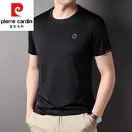 皮爾卡丹（pierre cardin）冰絲短袖t恤男圓領(lǐng)夏季無(wú)痕涼感純色上衣開(kāi)叉半袖夏裝T血體恤 黑色 XL 175