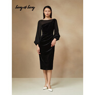 Song of Song歌中歌秋季專(zhuān)選法式黑天鵝赫本風(fēng)絲絨小 黑色 2XL (175)
