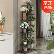 索爾諾 花架多層折疊落地室內(nèi)家用陽臺(tái)裝飾花架鐵藝客廳庭院簡(jiǎn)約多肉架 深灰閃銀H919（9盆升級(jí)版）