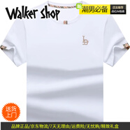 Walker Shop高端短袖t恤男新款刺繡潮流體恤休閑圓領(lǐng)半袖大碼T恤男 889白色 L （建議130-145斤穿）