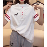 榮西圖（RONGXITU）碩依美戀小狗刺繡短袖T恤女夏季寬松百搭時尚 白色 S