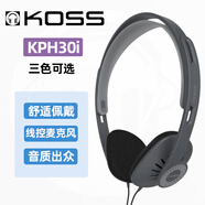 KOSS高斯KPH30i 時(shí)尚復(fù)古頭戴式 有線控麥克風(fēng) 游戲 網(wǎng)課 刷視頻 電話會(huì)議有線耳機(jī) 家用/便攜兩用耳麥 黑色