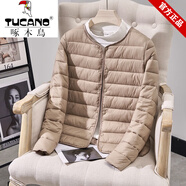 啄木鳥品牌女裝輕薄羽絨棉服大碼內(nèi)膽加厚保暖2025年冬季新款棉衣襖外套 卡其色 4XL 130-140斤