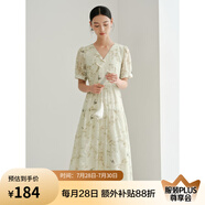 衣香麗影新中式國(guó)風(fēng)蝴蝶碎花裙子940515166 綠色花料 S