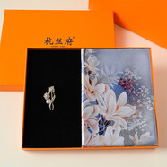 杭絲府真絲絲巾桑蠶絲披肩外搭氣質(zhì)送長輩媽媽生日禮物禮盒女實用藍(lán)茵