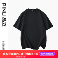 品立（PINLI）T恤男短袖100%純棉休閑打底衫純色圓領(lǐng)男士半袖體恤上衣 黑色 XL 180