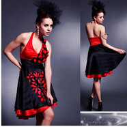 朵麗琦全新處理禮服時(shí)尚中國風(fēng)v字掛脖短款女士敬酒小禮服演出服 黑色 M