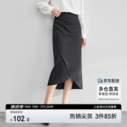 尚都比拉氣質(zhì)設計感半身裙女裝秋季開衩包臀裙顯瘦中長款裙子女 斑鳩灰 S