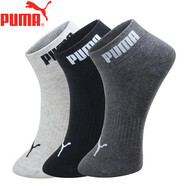 PUMA彪馬襪子男士休閑運動短襪3雙裝 黑色/淺麻灰/深麻灰 均碼