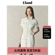 ELAND【100%棉】衣戀連衣裙女甜美H型微落肩中長(zhǎng)款裙子25夏季新款 象牙白/白色(39)Ivory L /170