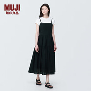 無印良品（MUJI） 女式 強捻 吊帶連衣裙 女裝裙子夏季純棉全棉 BC2IKC4S 黑色 M 160/84A
