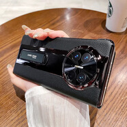 鯨咖適用華為matex6手機殼真皮新款智能翻蓋皮套matex7典藏版支架matex5鏡頭全包防摔x6高級感男女商務(wù) 【黑色】智能免翻蓋-高端進(jìn)口牛皮-自帶支架 Mate X6典藏版