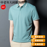 SATCHI輕奢中年男裝衫短袖恤夏季新款純色圓領(lǐng)體恤打底衫上衣 淺綠色 M 110-130斤左右